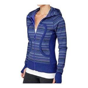 Lululemon athletica Women's wish blue poncho stripe scuba hoodie jacket size 10